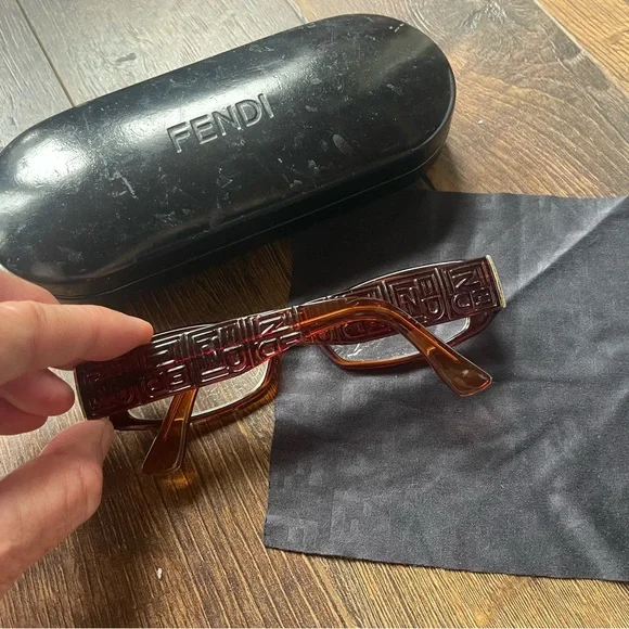 FENDI Eyeglasses with Matching Case & Monogrammed Microfiber Cleaning Cloth - Picture 6 of 13